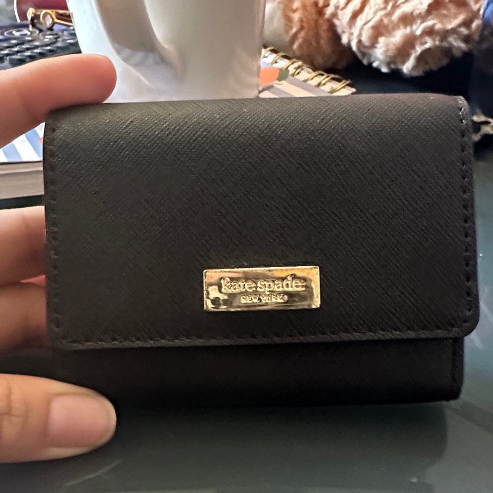 Kate Spade Black Card Holder with Gold Accent